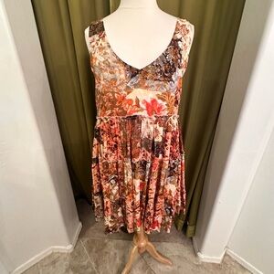 Floral Quilt-ish V-Neck Mini Dress